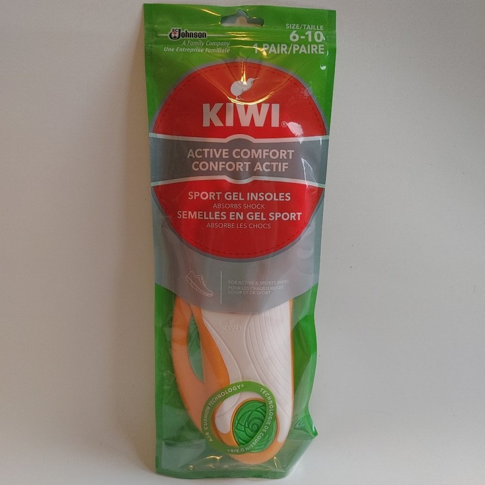 KIWI Active Comfort SPORT GEL INSOLES Women's 6-10 Absorbs Shock BNIP